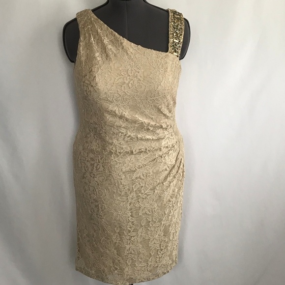 Decode 1.8 Tan Lace Dress - Picture 1 of 8